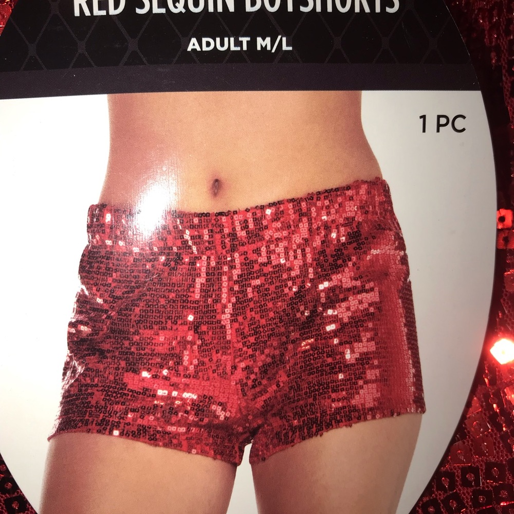 Red sequin shorts